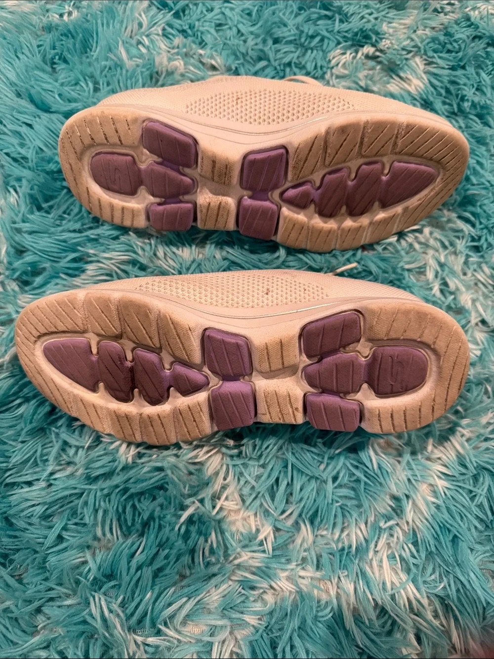 Skechers GOwalk Women's Cream Knit Lace-Up Sneakers with Purple Accents